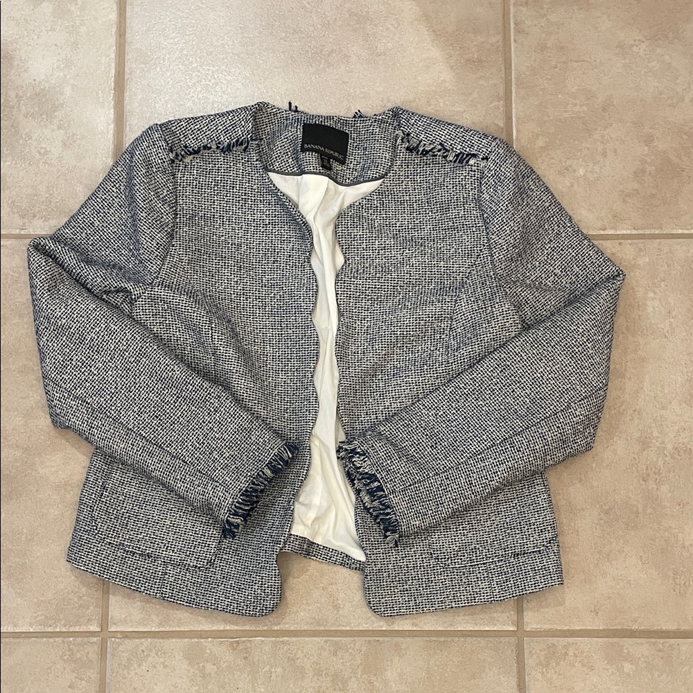 Banana Republic Tweed Fringe Jacket